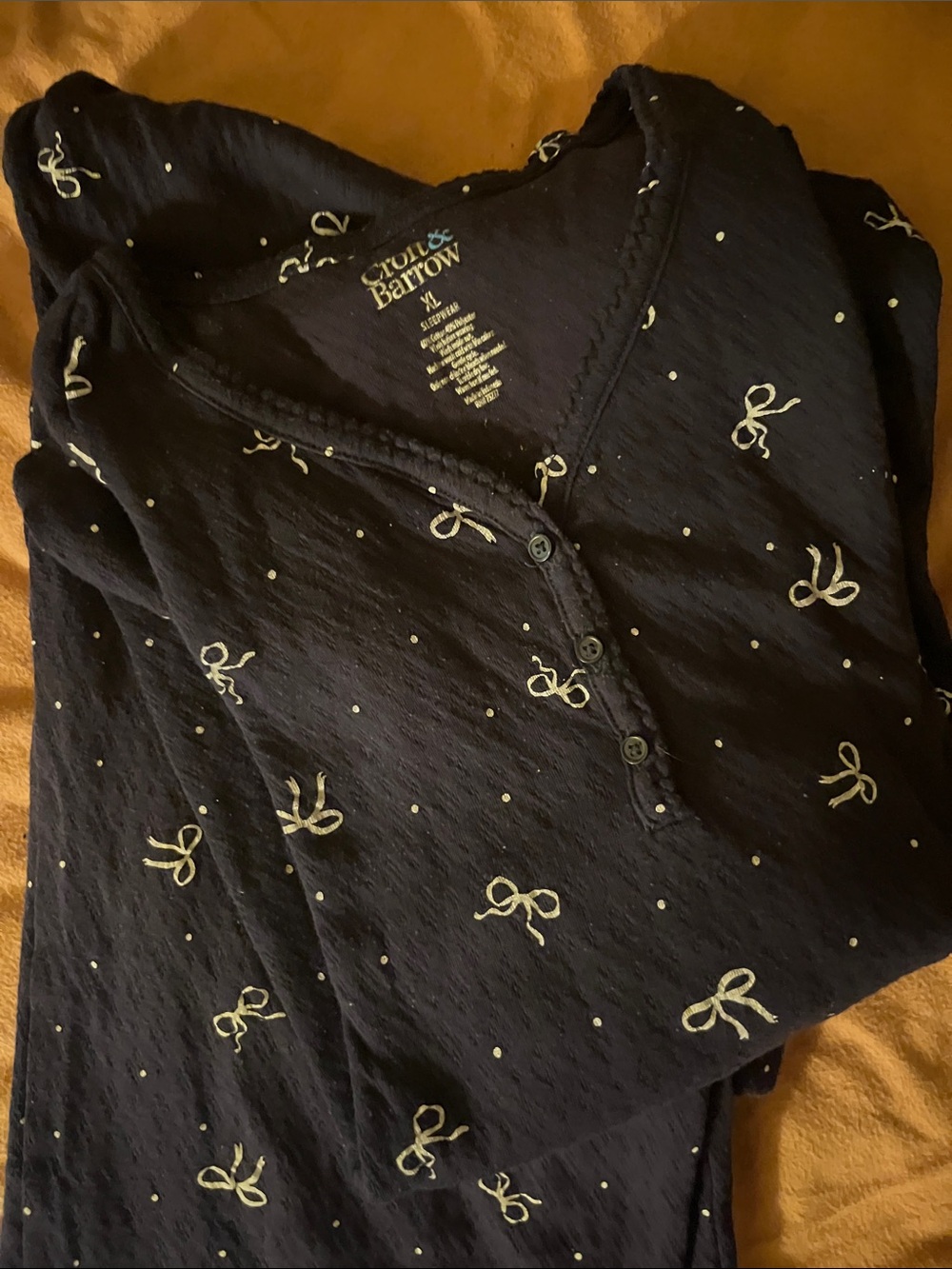 croft & barrow Navy Bow-Print Pajama Top & bottoms